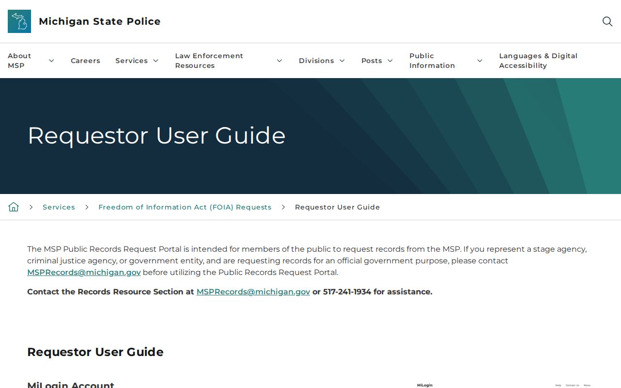 Michigan arrest report MSP requestor user guide
