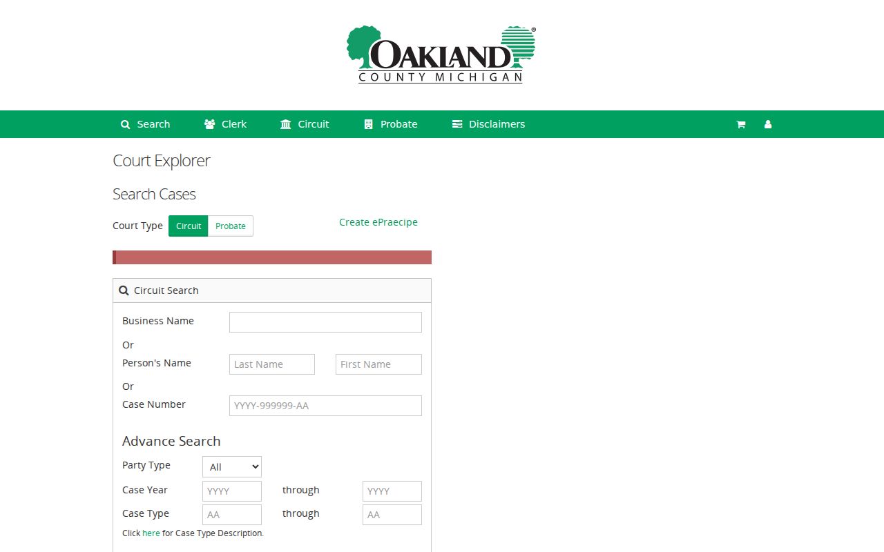 Michigan criminal court case independent county portal