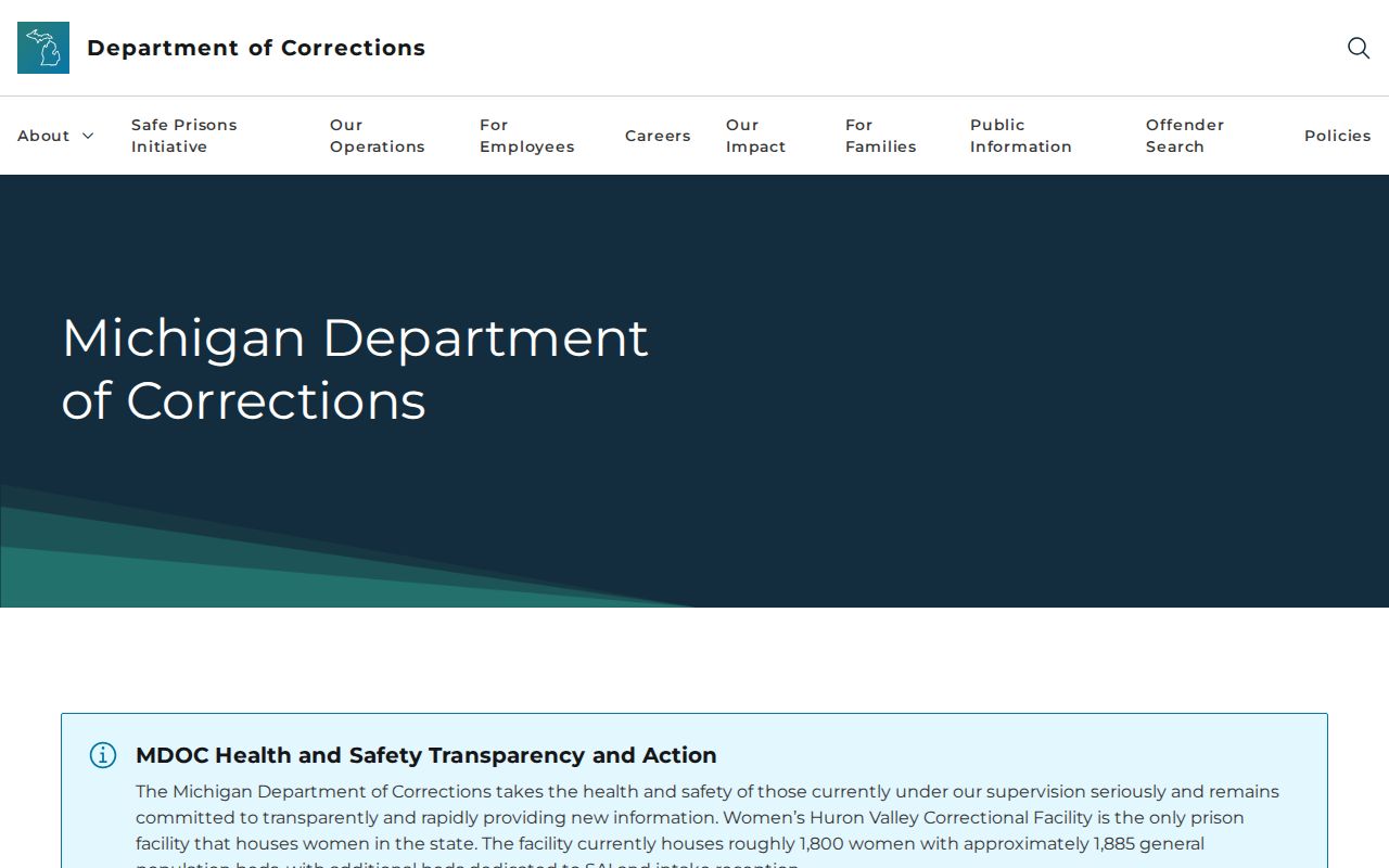 Michigan criminal history Department of Corrections statewide resources