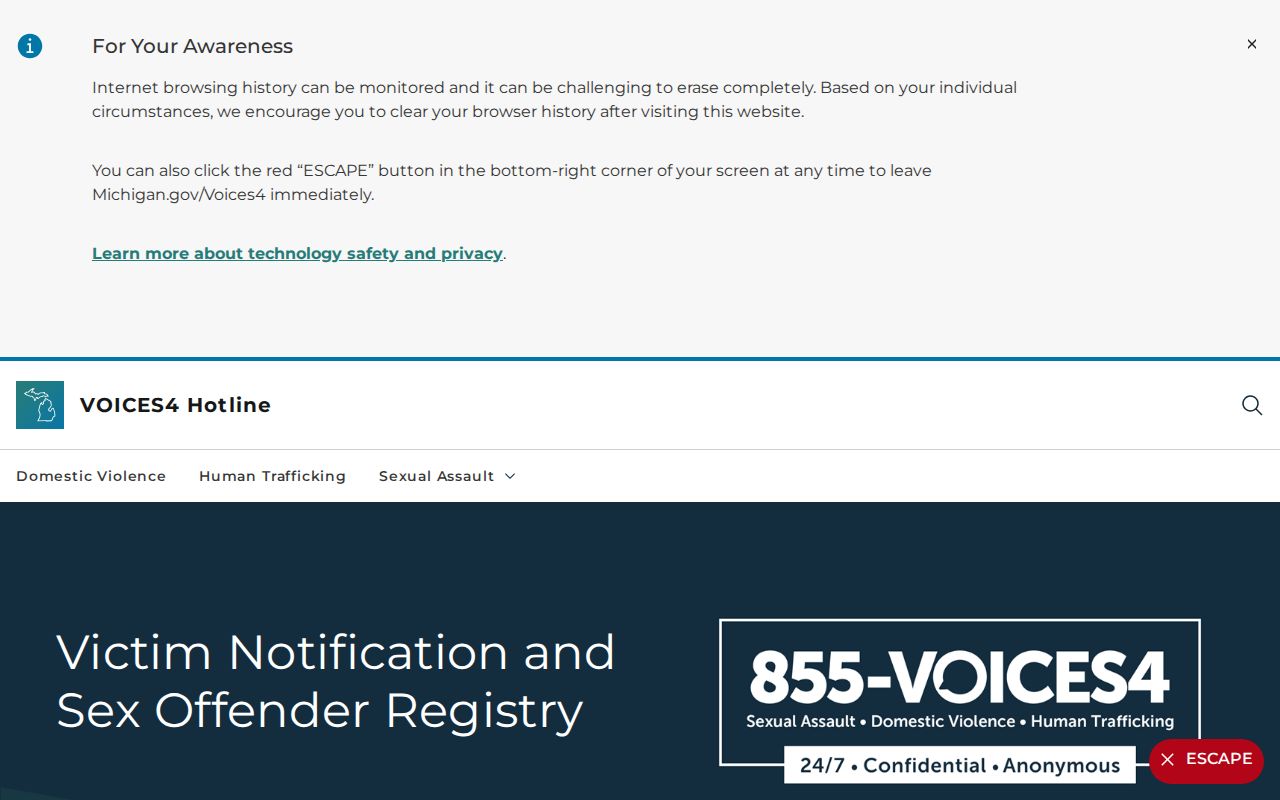 Michigan sex offender registry notification guidance