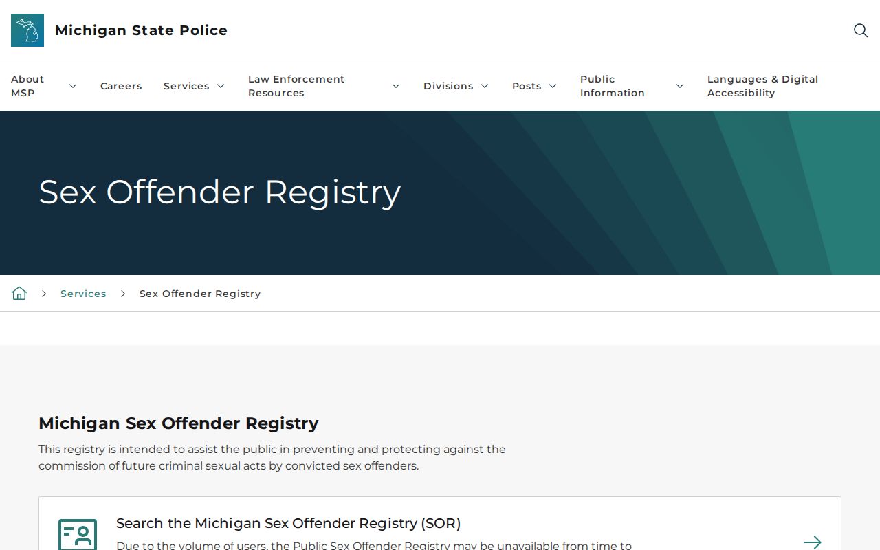 Michigan sex offender registry MSP guidance