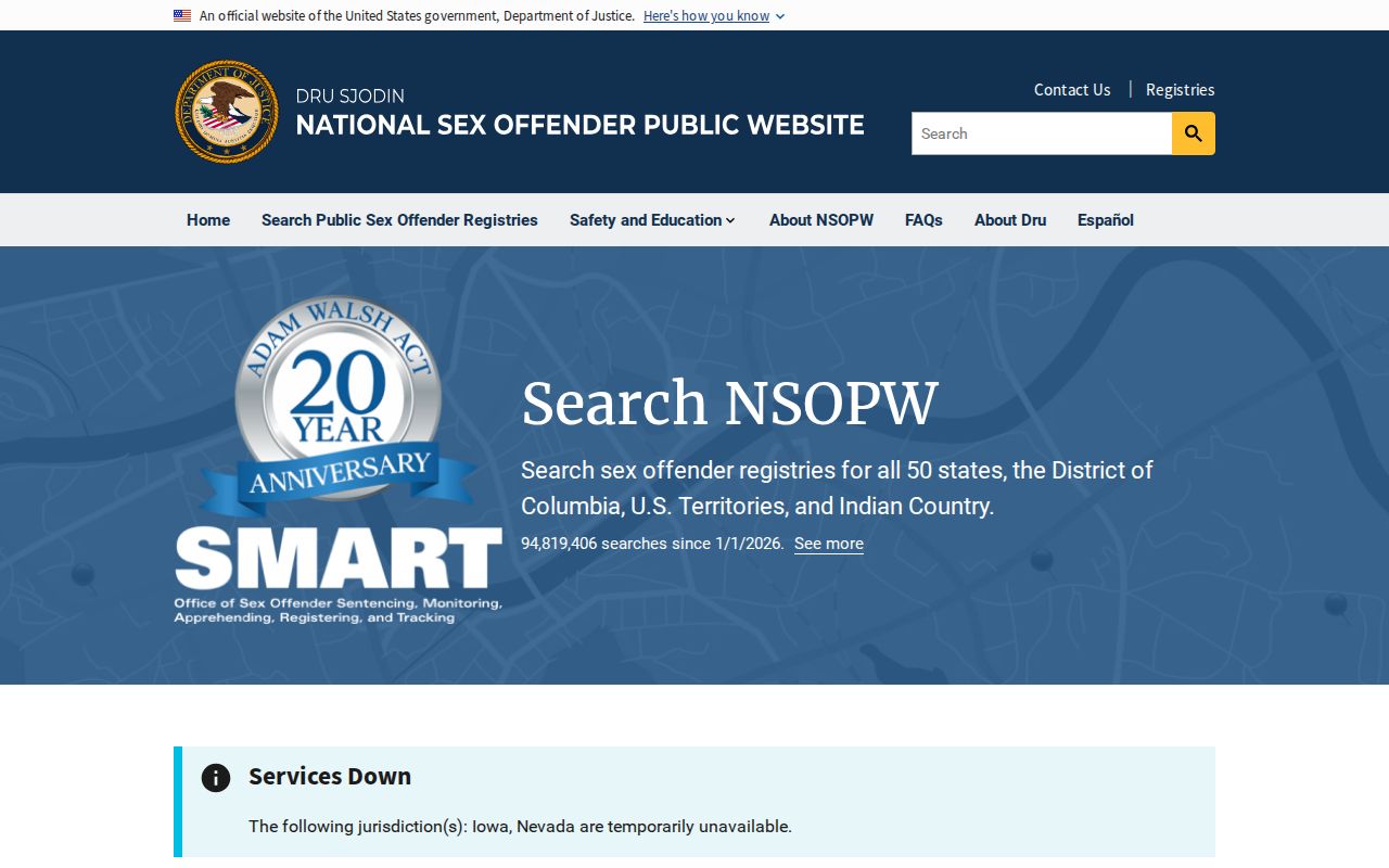 Michigan sex offender lookup national NSOPW search